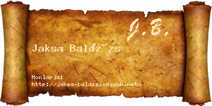 Jaksa Balázs névjegykártya